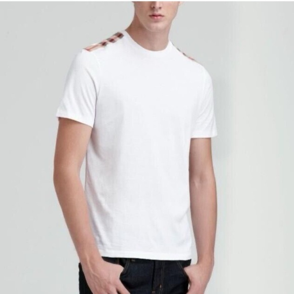 Burberry Brit White Checkered Print Cotton Unisex Tee T-Shirt Size Medium - Picture 1 of 8